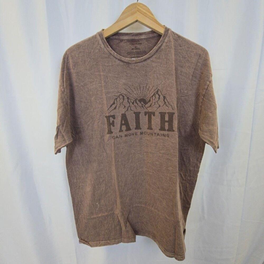Maurices Shirt Womens XL Brown Faith Can Move Mountains Christian Graphic Top